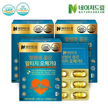 네이처드림 혈행에 좋은 rTg오메가3 1050mg x 30캡슐 x 3박스