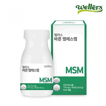 웰러스 바른 엠에스엠 MSM 1병 770mg x 180정 3개월분 (식이유황 100% 관절연골영양제 No화학부형제)